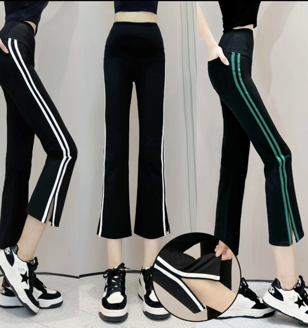 Summer and autumn thin side stripes slim straight cut trousers for women shark pants slim and versatile outside wear Barbie pants trendy