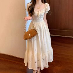 French Style, Light Luxury, High-End Feel, Gentle Style, Tummy-Covering, Slimming Dress, Long Skirt for Women, Summer 2025 New Style