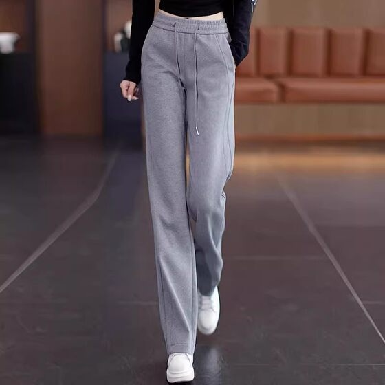 
Clearance pick-up plus velvet thickened narrow wide-leg pants for women in spring and autumn loose slimming winter casual sports straight pants