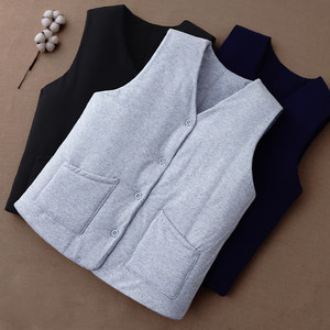 Men's elastic and comfortable pure cotton vest for adults, thickened and warm in autumn and winter, home wear vest shoulders