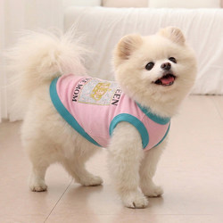 Pet Clothing Dog Vest Summer Thin Breathable Crown Letter Print Teddy Bichon Cat Summer Outfit Sleeveless
