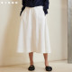Siego Commuter Simple Pocket Black and White Cotton A-shaped Slim Long Skirt 64412602
