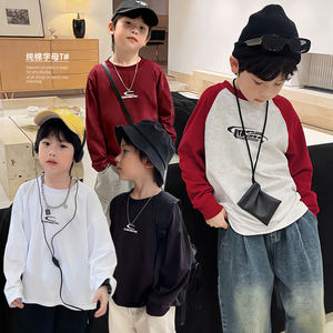 
Linlin Ma Children's Clothing 2026 Spring Clothing Children's Long-Sleeved T-Shirt Boys English Letters Bottoming Shirt Spring and Autumn Boys Baby Trendy