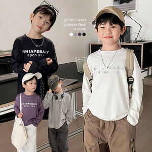 
Linlin Ma children's clothing children's long-sleeved T-shirt autumn 2026 boys English autumn clothing baby boy medium and large children's bottoming shirt