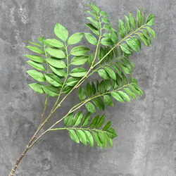 New High-Quality Artificial Green Plant Huanghuali Leaves, Realistic Touch, Glued Branches, Fake Tree Landscaping, Paired with Large Single Branches and Leaves