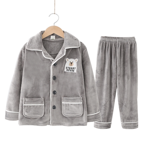 Children's coral velvet pajamas Boys Frankpin Autumn and Winter Chinese Big Children's Thick Boys Pluffy Island Velvet Spring and Autumn
