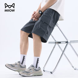 Catman Ice Silk Shorts Men's Summer Thin Quick-Dry Mid-Length Pants 2026 New Loose Workwear Five-Point Pants Men's Style