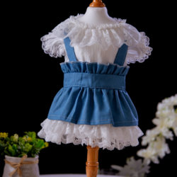 Original High-End Handmade Pet Clothing for Cats and Dogs, Teddy Clothes, Lace Denim Sweetheart Dress