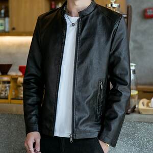 
Leather Jacket Men's Genuine Leather 2025 Spring and Autumn New High-End Slim Stand Collar Motorcycle Sheepskin Men's Leather Jacket