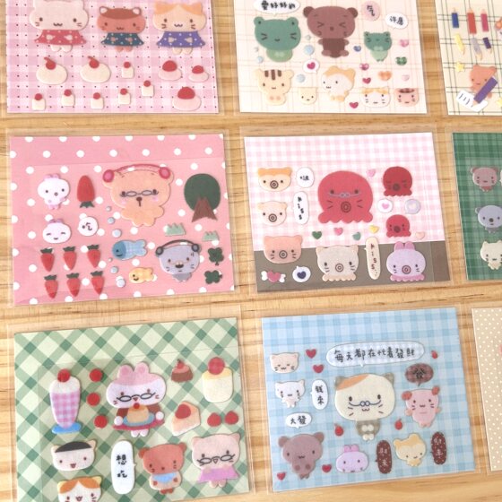 
So Bear Original Plush Sticker Small Animal Series Kitten Octopus Monkey Fortune Cake Ice Cream Cute