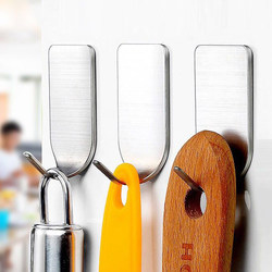 304 Stainless Steel Adhesive Hooks for Kitchen and Bathroom, Strong Traceless No-Drill Adhesive Key Hooks