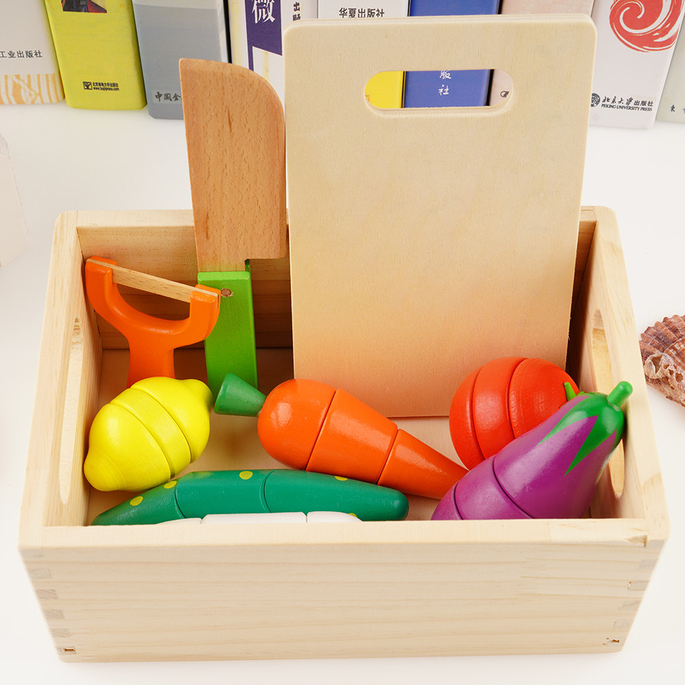 Juego De Frutas Y Verduras De Madera Para Cortar | 12 Piezas Con Velcro | Incluye Cuchillo Y Tabla | Juguete Educativo 3+ Años