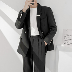 Korean Ins Light Familiar Style Black Suit For Men