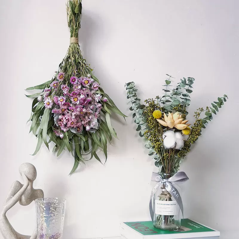 牆面風乾天然乾燥花花束家居裝飾擺件真花掛件客廳擺設繡球