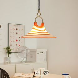 Painted Trumpet Lamp, Adjustable Dining Room Chandelier, Spaceage Cream Plexiglass Dining Table and Dining Room Stretch Chandelier