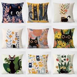 Cushion Pillow for Sofa, Living Room, Pastoral Style, Cute Cartoon, Lumbar Support, Pillowcase, for Bed, Car, Office, Home Use