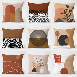 Throw Pillow Sofa Living Room Bedroom Nordic Light Luxury Simple Model House Homestay Geometric Line Backrest Pillow Core Cover Cushion