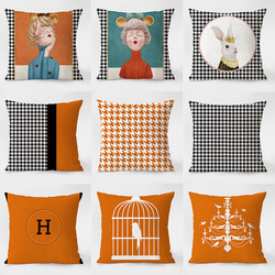 Cushion Sofa Living Room Nordic Light Luxury Simple Geometric Pillow Lumbar Support Backrest Pillowcase Office Model Home Car