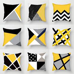 Geometric Luxury Cushion for Sofa, Living Room, Yellow and Black, Lumbar Support Pillowcase for Car, Office, Dormitory, Model Room