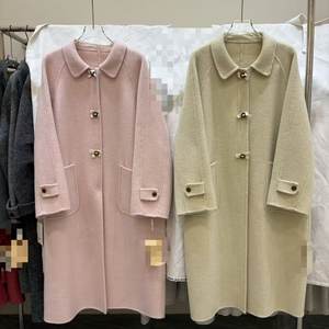 
2025 autumn and winter new double-sided cashmere coat doll collar for women mid-length loose wool coat for women