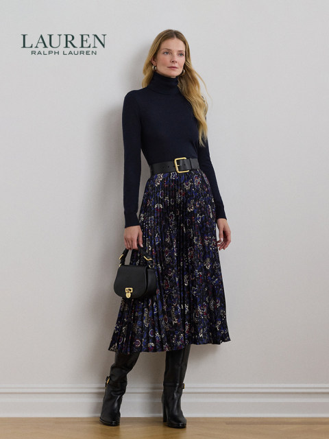 Lauren/Lough Lauren Women's Clothing 25 Years Early Spring Floral Pattern Pleated Skirt RL62312