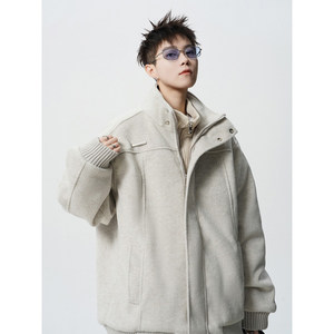 
Trendy brand wool jacket men's winter heavy high street couple cotton jacket American loose and handsome jacket cotton jacket