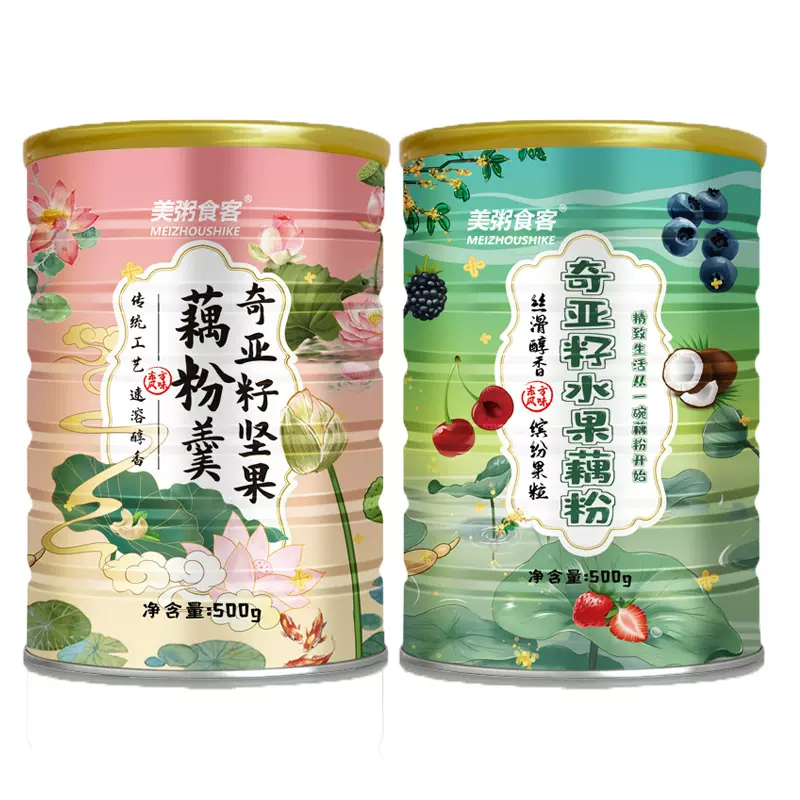 美粥食客桂花坚果藕粉500g罐装营养早餐即食代餐冲泡速食冲饮正品