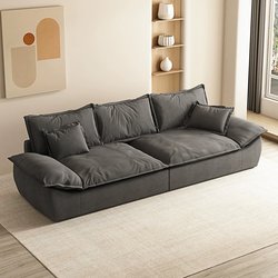 Italian Minimalist Tech Fabric Sofa for Small Living Rooms, Modern Simple Light Luxury Three-Seater Straight Row Sailboat Sofa