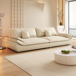 Italian-Style Modern Minimalist Tech Fabric Sailboat Sofa, Light Luxury High-End Velvet Fabric, Extra Wide Seat Depth, Extremely Simple Living Room Arrangement