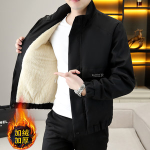 
Men's coat autumn and winter 2025 new velvet thickened men's jacket trendy brand stand collar warm winter top