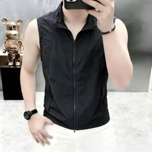 高品质糖果色男士夏季新款立领轻薄防风防晒马甲背心潮流男装上衣