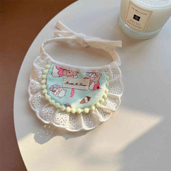 Pet Bib Collar, Cute Cartoon Cat Bib Accessory, Soft Lace Bib for Small Kittens