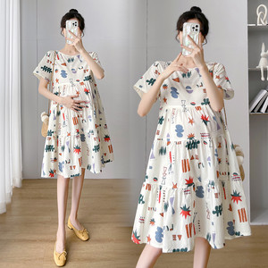 
Maternity Summer Dress 2024 New Fashionable and Fashionable Loose Maternity Dress Hot Mom Loose Maternity Dress