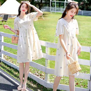 
Maternity summer printed dress Internet celebrity 2022 suit summer thin summer skirt outer wear high-end maternity wear