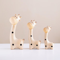 Creative Ceramic Giraffe Crafts, Family of Three, Jingdezhen Ornaments, Home Decoration, Garden Small Animal Decoration