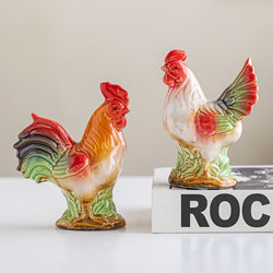 Creative Ceramic Red Rooster Ornament for Living Room, Office, Auspicious Home Decoration, Jingdezhen Decoration, Housewarming Gift