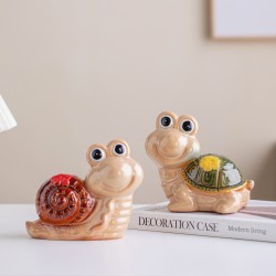 Jingdezhen Ceramic Turtle and Snail Crafts, Healing-Style Desktop Ornaments, Home Living Room Decoration, Housewarming Gift