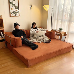 Vintage-Style Fabric Compression Sofa for Living Room, Modular, Two-Seater/Three-Seater, Straight-Row, Foldable, Dual-Use, Retro, Removable and Washable Sofa Bed