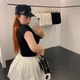 Huizhi huizhi letter embroidered fluffy skirt custom elastic waist slightly fat large size sweet skirt KF9975
