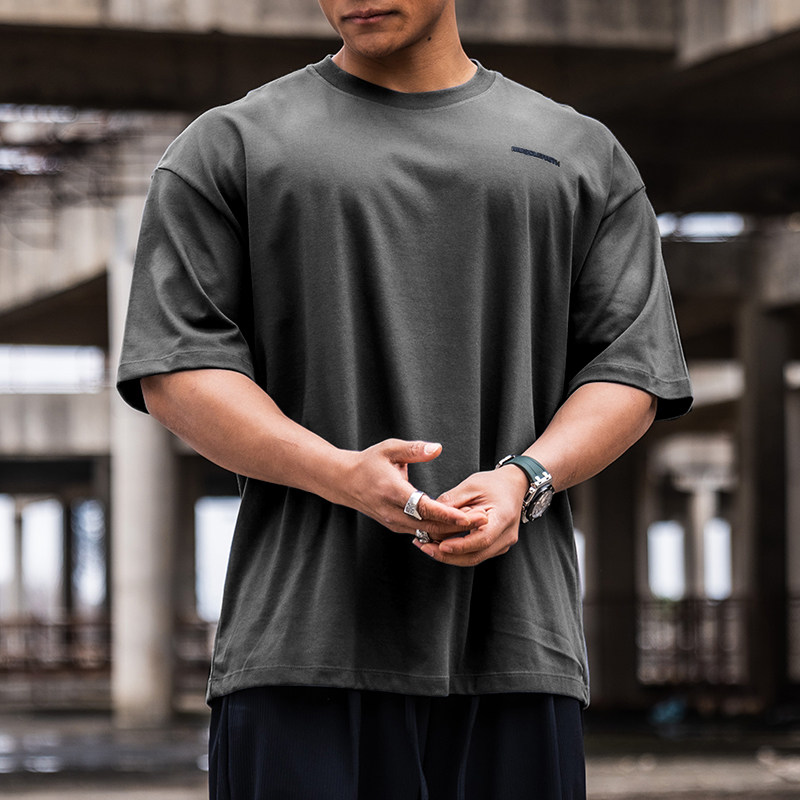 MUSCLEFAITH спортивная футболка мужская со средним рукавом американская простая универсальная фитнес-футболка с короткими рукавами свободная повседнев