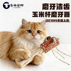 Cat Toys for Teeth Cleaning, Matatabi Self-Entertainment, Boredom-Relief Cat Teaser Stick, Natural Corn Cobs, Bells, and Insect Larvae Fruit