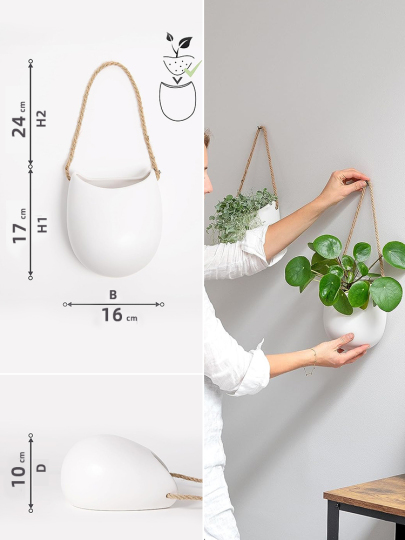ノルディックセラミックハンギングプランター - 壁掛け花瓶