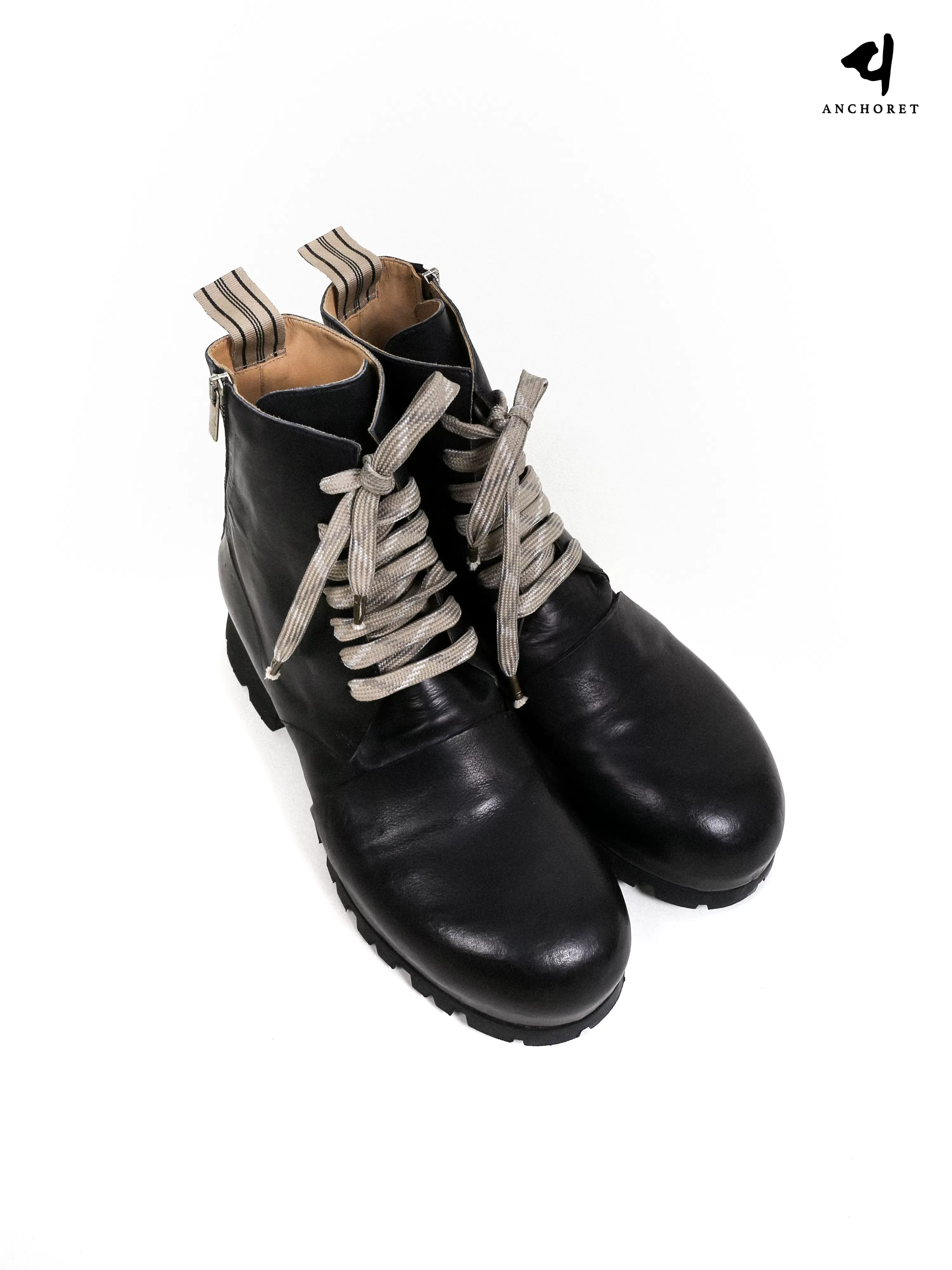 Ziggy Chen Mocassin Derby ZIGGY CHEN丨黑色拼接圆头休闲皮鞋丨ANCHORET买