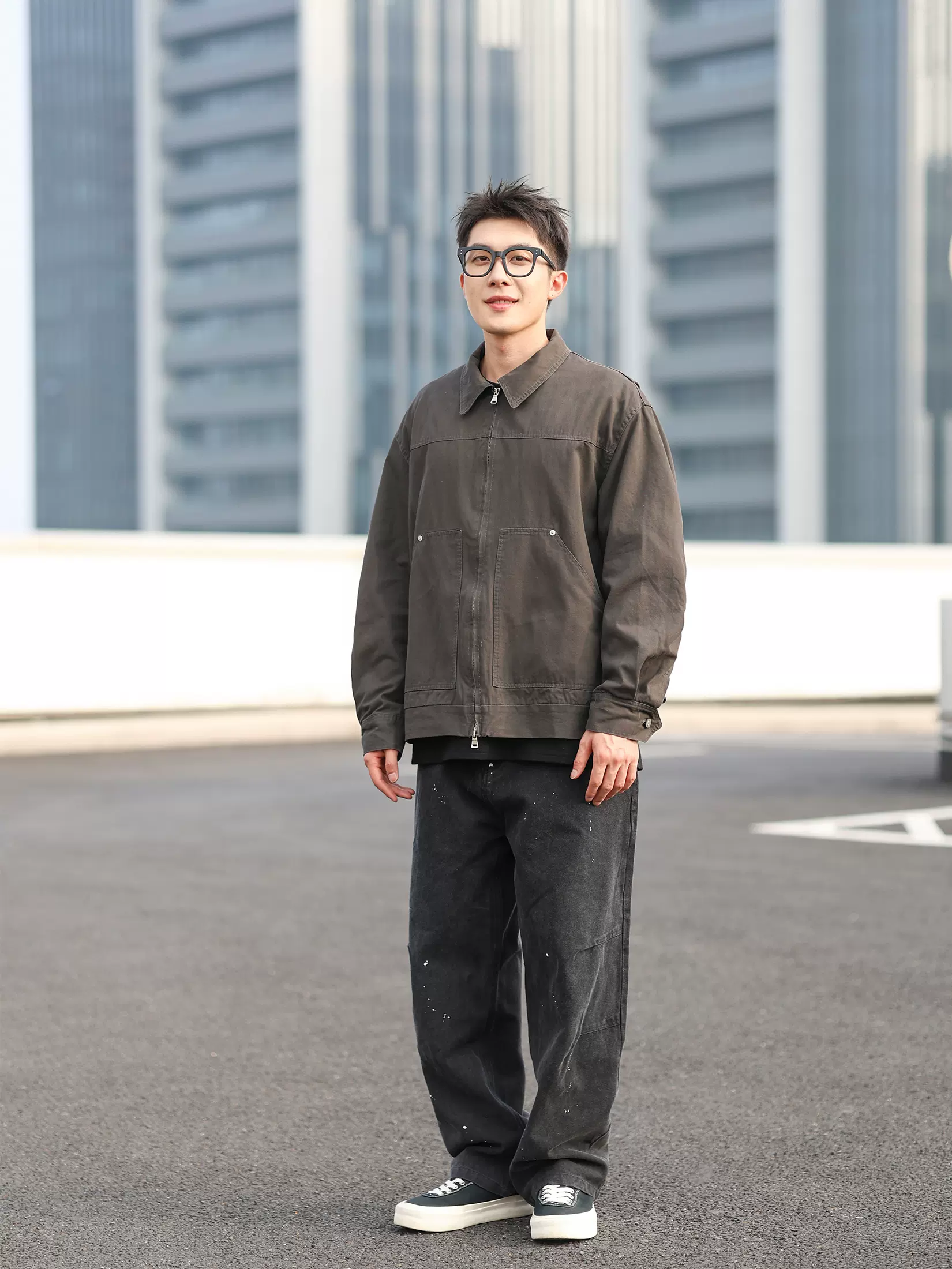 gmkd日系短款翻领夹克男秋季痞帅休闲纯色工装外套潮牌情侣上衣