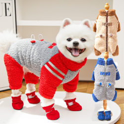 Autumn and winter thickened four-legged velvet double-sided velvet trendy brand zipper pet dog cat clothing accessories outdoor