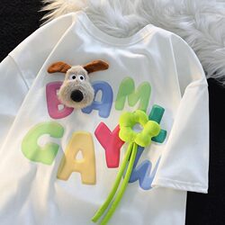 Girls' Short-Sleeved 2026 New Summer Fashionable and Trendy Pure Cotton T-Shirt for Children, Loose-Fitting Summer Top for Girls