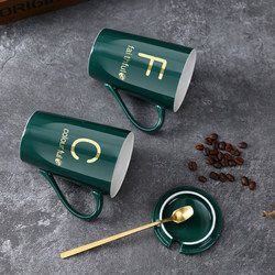 Personalized Letter Mug Ceramic Mug with Lid Simple Student Water Cup Home Use for Men and Women Office Coffee Cup