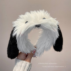 Cute Plush Puppy Ear Headband for Women 2025 New Style Face Washing Headband Ugly Doll Quirky Hairpin Winter Headwear