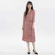 Real silk V -neck dress female summer new lace seven -point sleeve large size mulberry silk knitting middle long skirt
