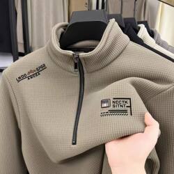 Original Export Surplus Fashion High-End Men's Sweatshirt, Stylish Versatile Trendy Fleece-Lined Thickened Stand-Up Collar Jacket for Men